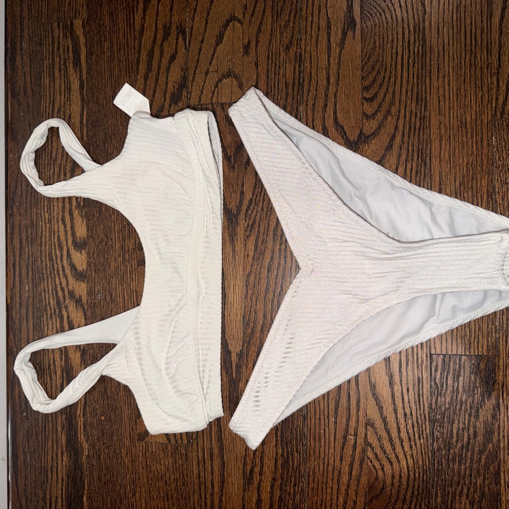 White Textured Bikini Set